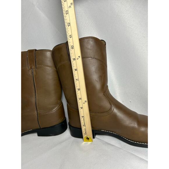Justin Basics Boots Mens Size 10.5 D brown ￼ Leather Western Cowboy Slip On USA main image 5